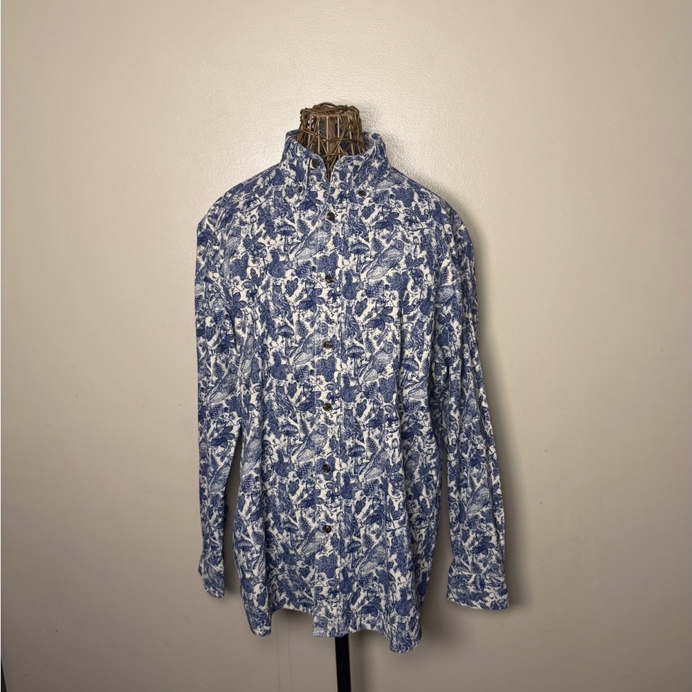 Men's Cottagecore Nautical Blue Floral shirt